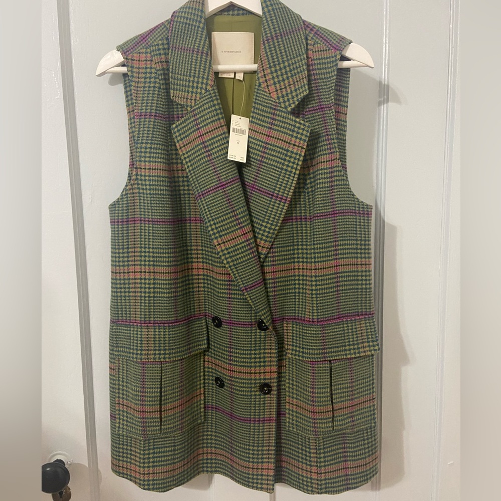 Anthropologie plaid vest women’s medium(runs large)NWT